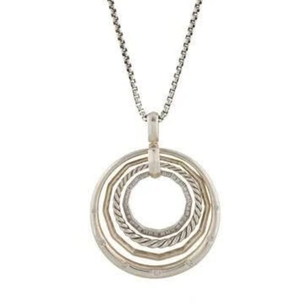 David Yurman Stax Medium Round Pendant Necklace with Diamonds